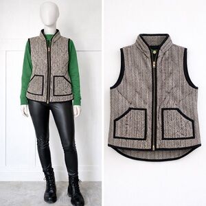 J.Crew Herringbone Quilted Vest Women’s | High-Low Zip Front | Pockets | EUC